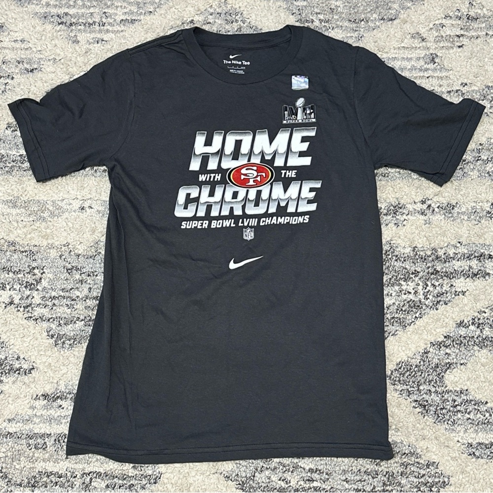 Nike San Francisco 49ers Superbowl LXIII Home With The Chrome Tee Boy’s L 14/16